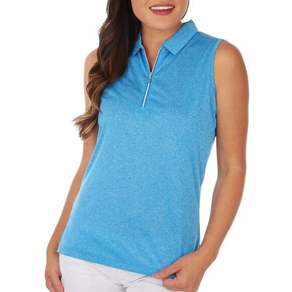 Callaway Women's Quarter Zip Sleeveless Golf Polo Shirt in Vivid Blue Heather XS - Picture 1 of 5